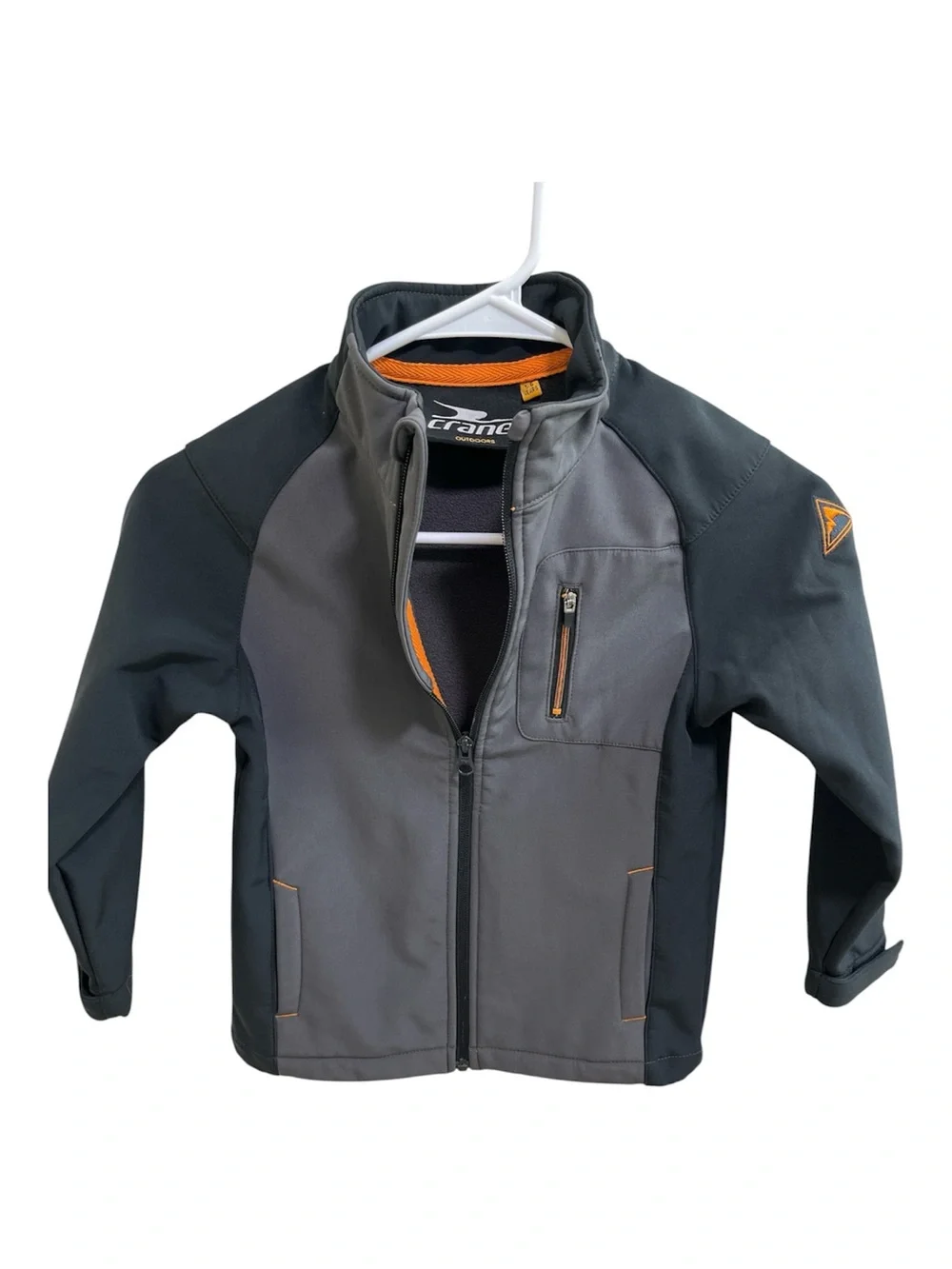 Crane Kids Grey & Black Softshell Outdoor Jacket - Size S 5-6 years Windproof